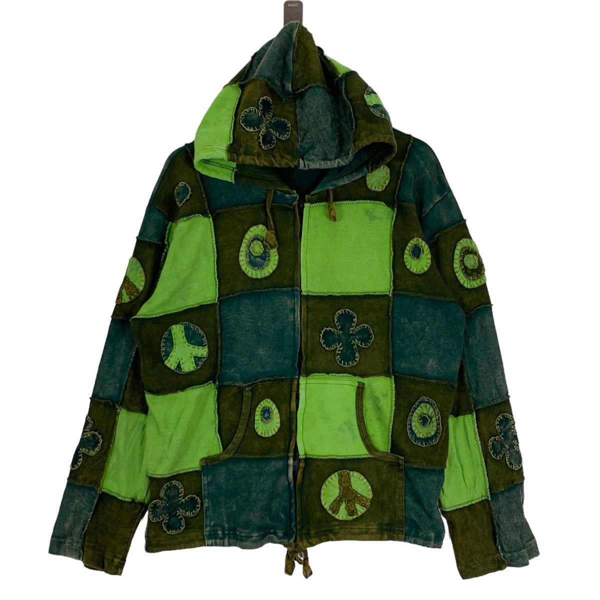 Vintage Amina Patchwork Designer Multicolored Zipper Sweater