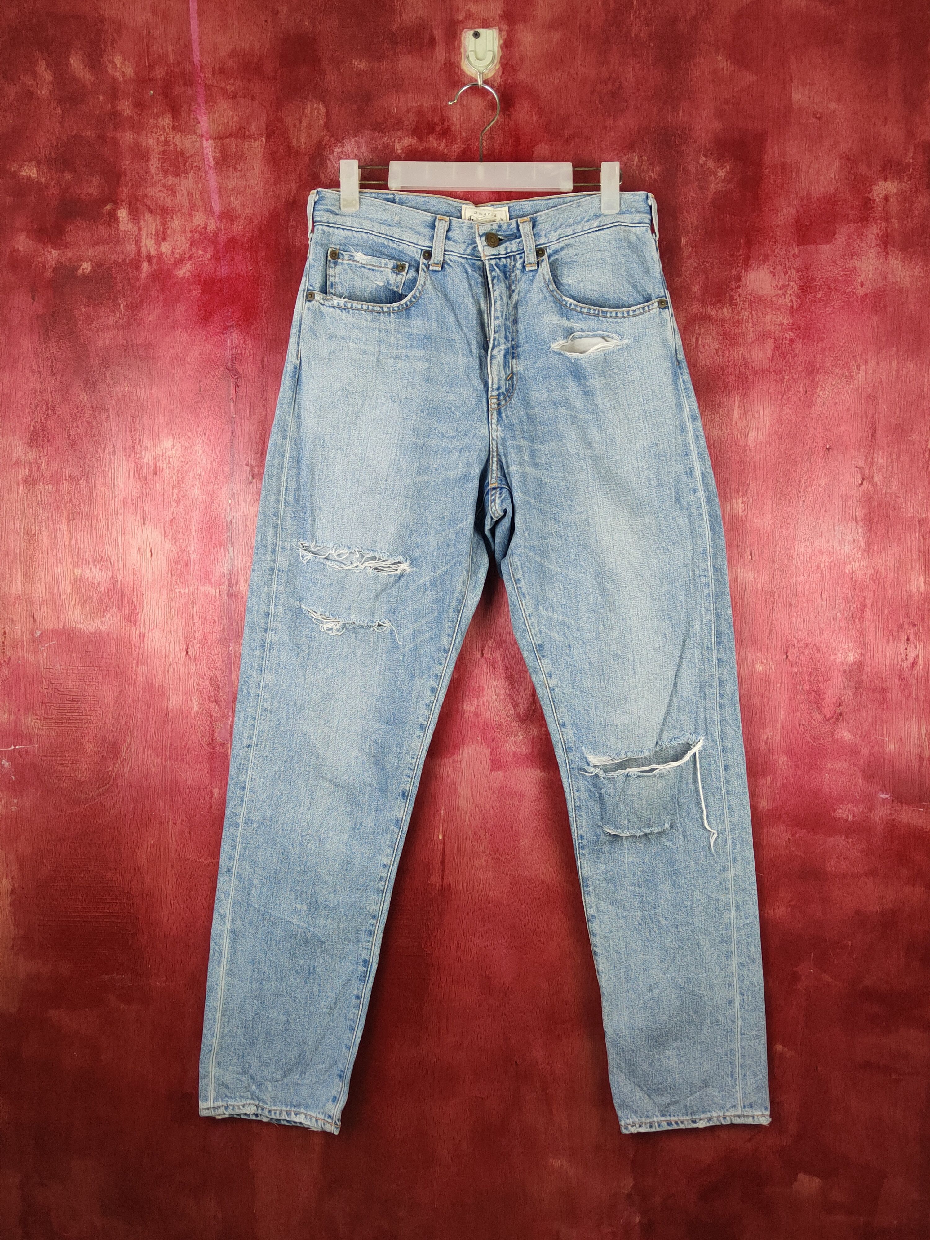 Japanese Brand Ingrid Blue Distressed ripped vintage Denim #S1545 Size US 29 - 1 Thumbnail