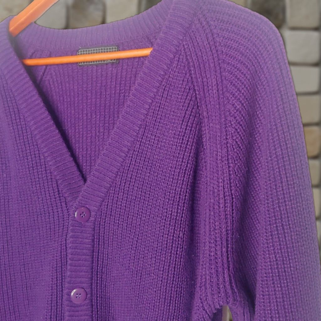 Vintage VINTAGE Expressions Cardigan Sweater Shirt Women L/XL Purple 1990s Retro V-Neck Mens? No—Women. Size L / US 10 / IT 46 - 1 Thumbnail