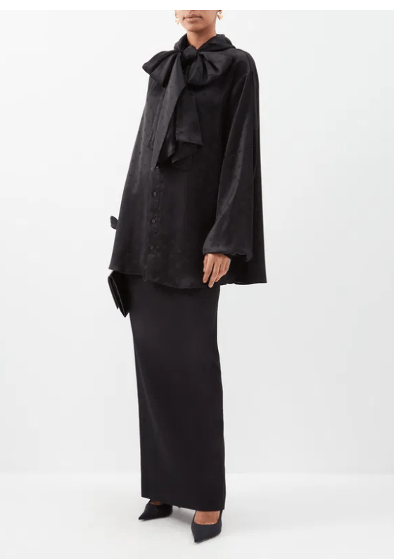 Balenciaga Hooded duchesse-satin blouse Oversized Black M Size M / US 6-8 / IT 42-44 - 8 Thumbnail