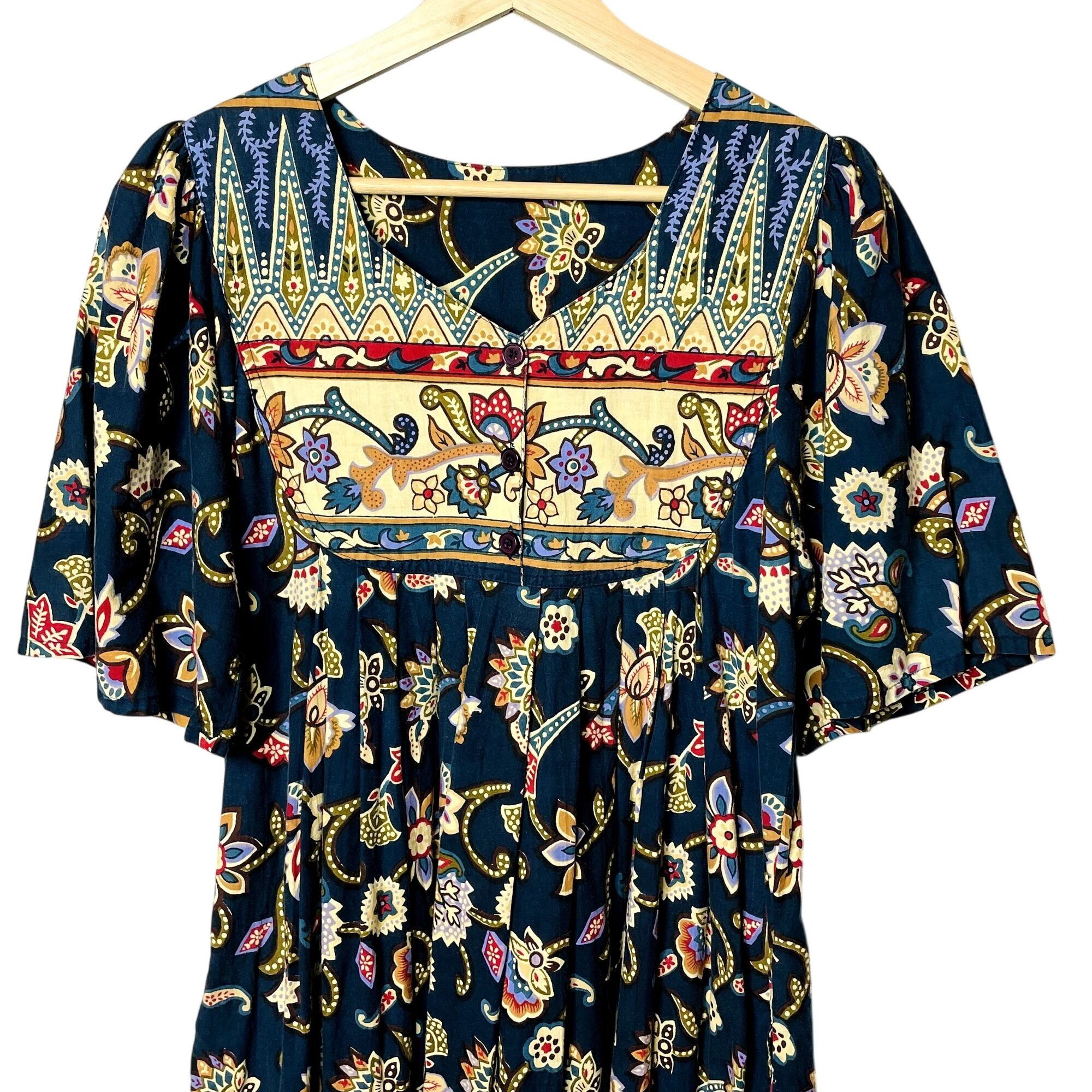 Other Womens Midi Floral Prairie Dress Vintage Handmade Blue Size Size S / US 4 / IT 40 - 2 Thumbnail