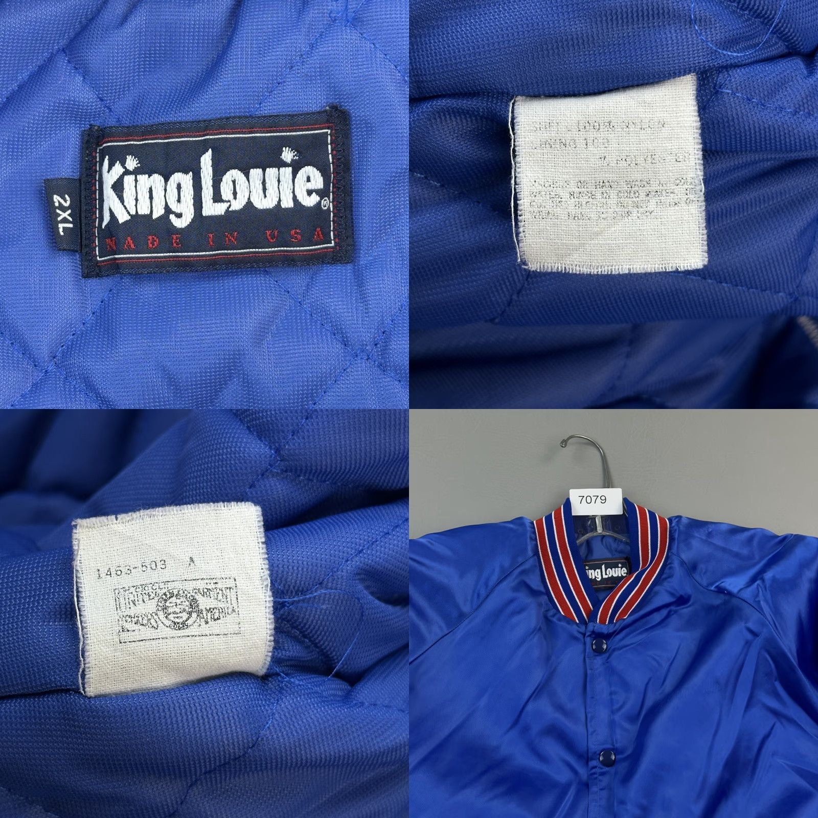 Vintage VINTAGE King Louie Jacket Mens 2XL Blue Satin Bomber Jacket 90s USA Baseball Workwear Mens Size US XXL / EU 58 / 5 - 10 Thumbnail
