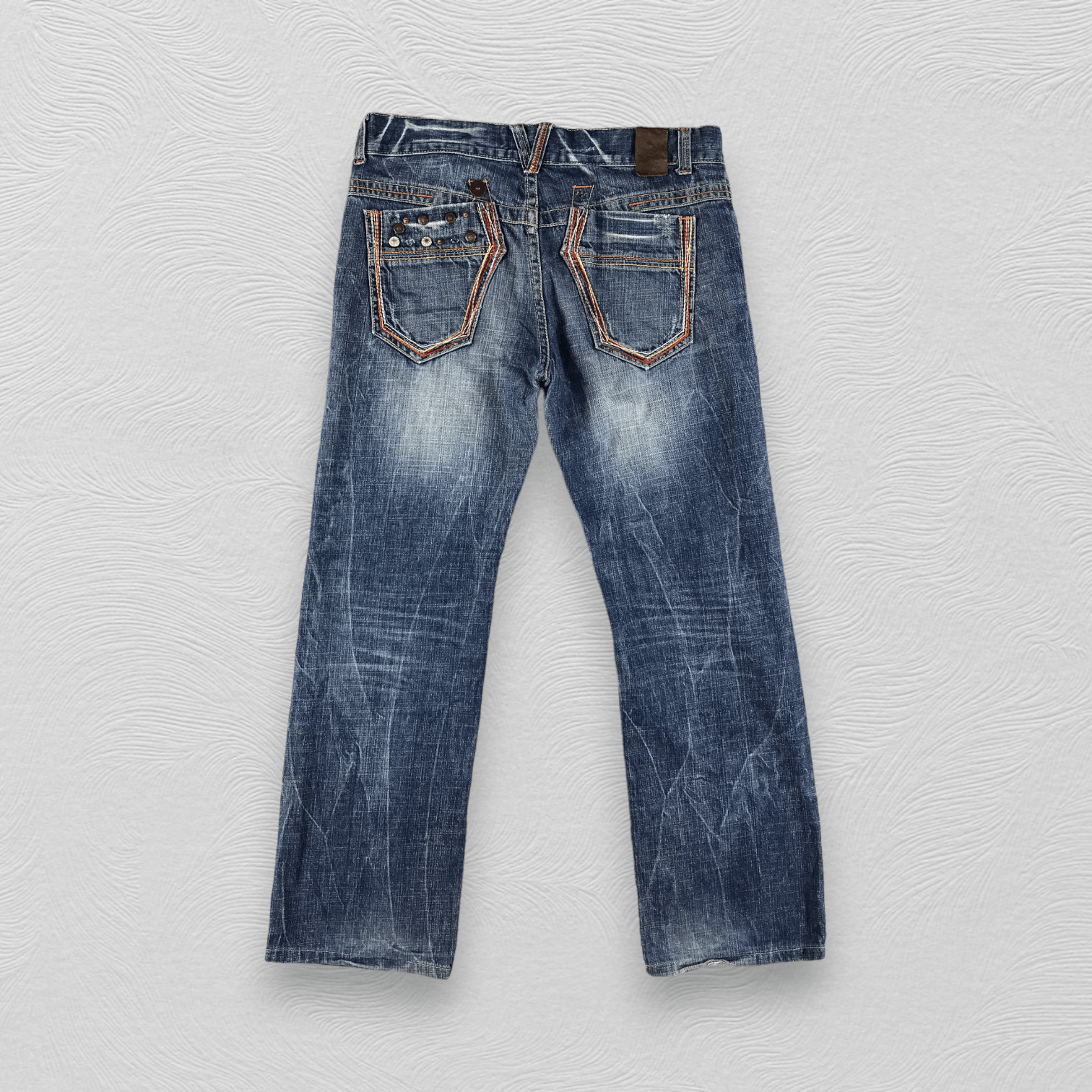 Japanese Brand Red Pepper Jeans Faded Blue Distressed Denim KJ1744 Size US 32 / EU 48 - 2 Thumbnail