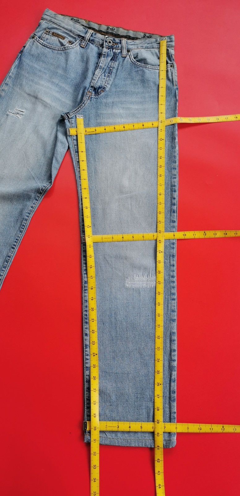 Dolce & Gabbana D&G Light Blue Repaired Distressed Jeans Size US 30 / EU 46 - 14 Thumbnail