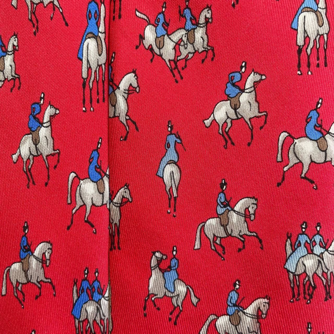 Hermes Hermes Paris Silk Tie 7599 SA Horses Red Size ONE SIZE - 1 Thumbnail
