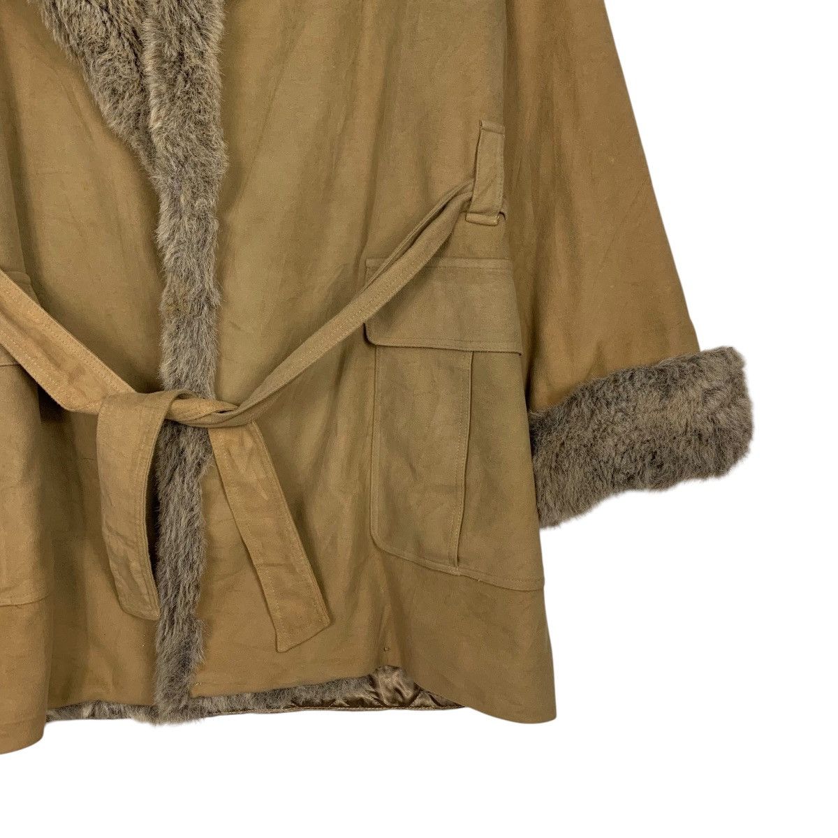 Laura Ashley LAURA ASHLEY Faux Fur Lining Belted Cotton Coat #2671-C120 Size S / US 4 / IT 40 - 6 Thumbnail