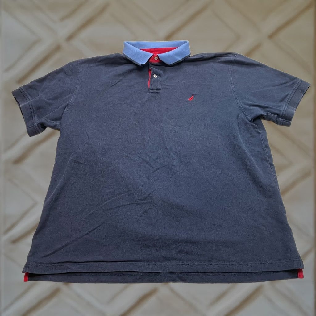 Nautica Nautica Polo Shirt Mens 2XL Navy Blue Short Sleeve Cotton Top Golf Casual Striped Logo Shirt Mens Size US XXL / EU 58 / 5 - 1 Thumbnail