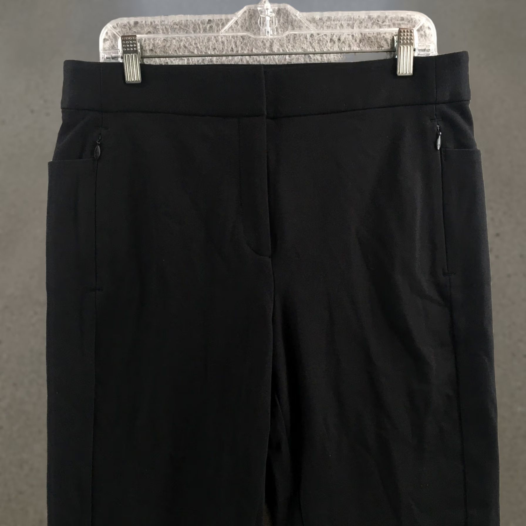 Calvin Klein Calvin Klein Pants Womens 12 Black Hi-Rise Flat Front Zip Pocket Ankle Trouser Size 34" / US 12 / IT 48 - 1 Thumbnail