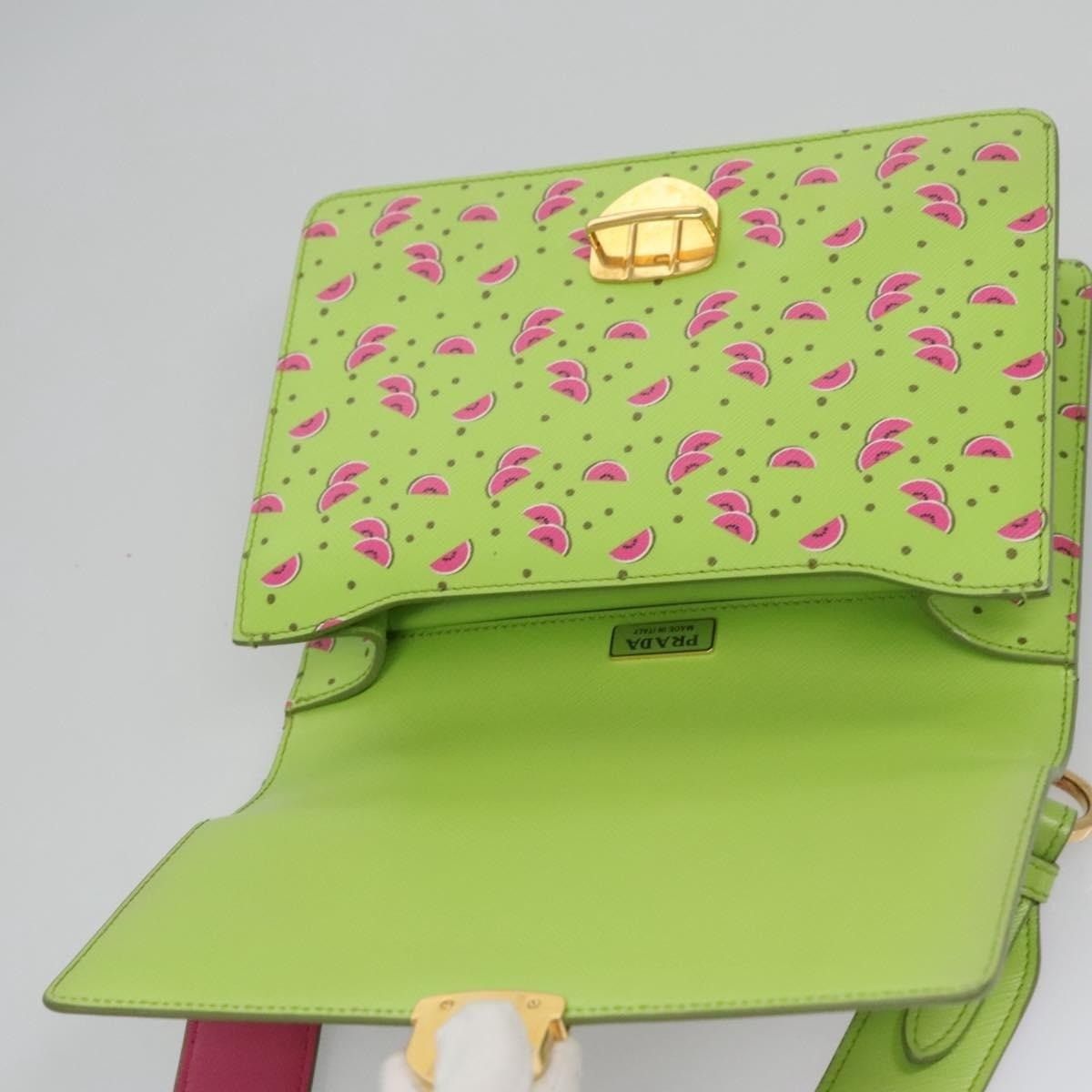 Prada Prada Leather Watermelon Shoulder Bag Saffiano Green Size ONE SIZE - 2 Thumbnail