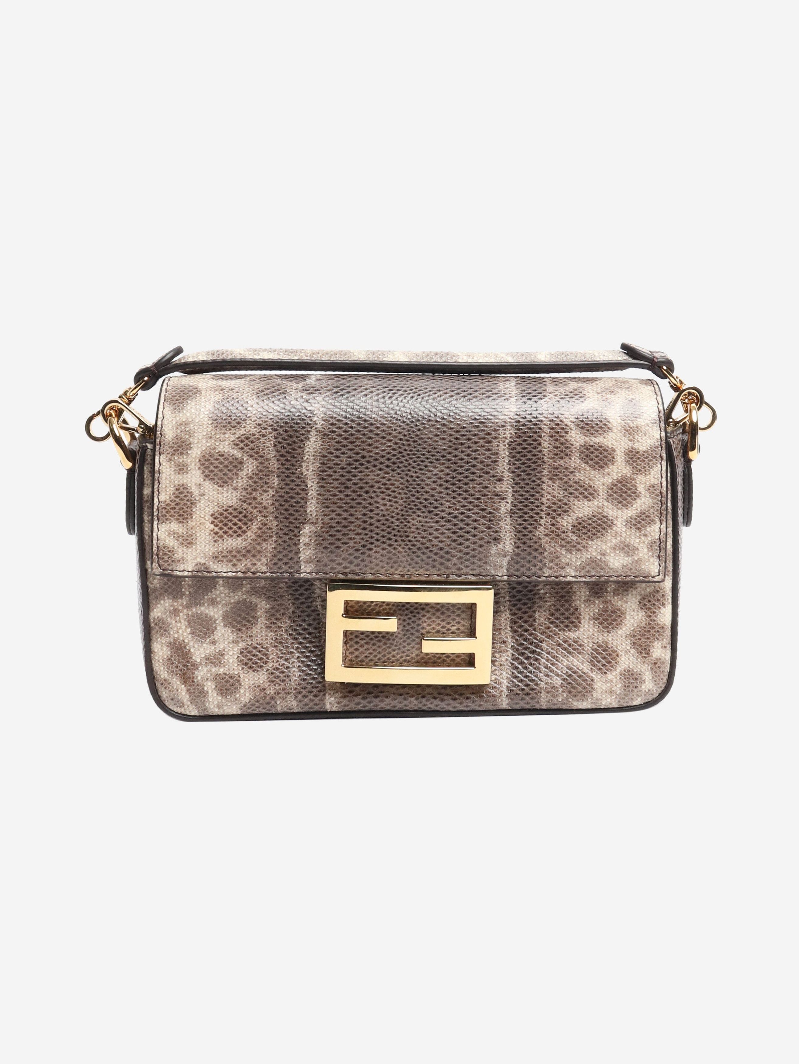 Fendi Brown snakeskin mini Baguette bag Size ONE SIZE - 1 Thumbnail