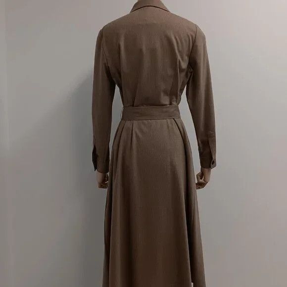 Lafayette 148 LAFAYETTE 148 Camel Merlange Flannel Shirt Dress - Size 4 Size S / US 4 / IT 40 - 9 Thumbnail