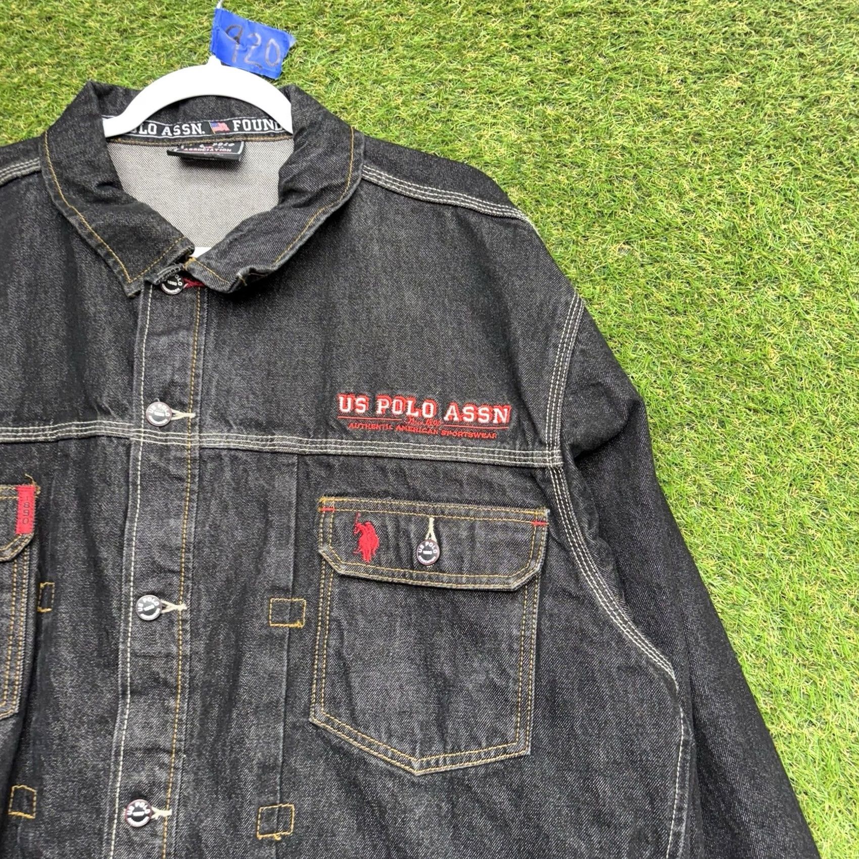 Vintage US Polo Assn. Jean Jacket Mens L Denim 90s Hip Hop Vintage Jacket Size US L / EU 52-54 / 3 - 2 Thumbnail