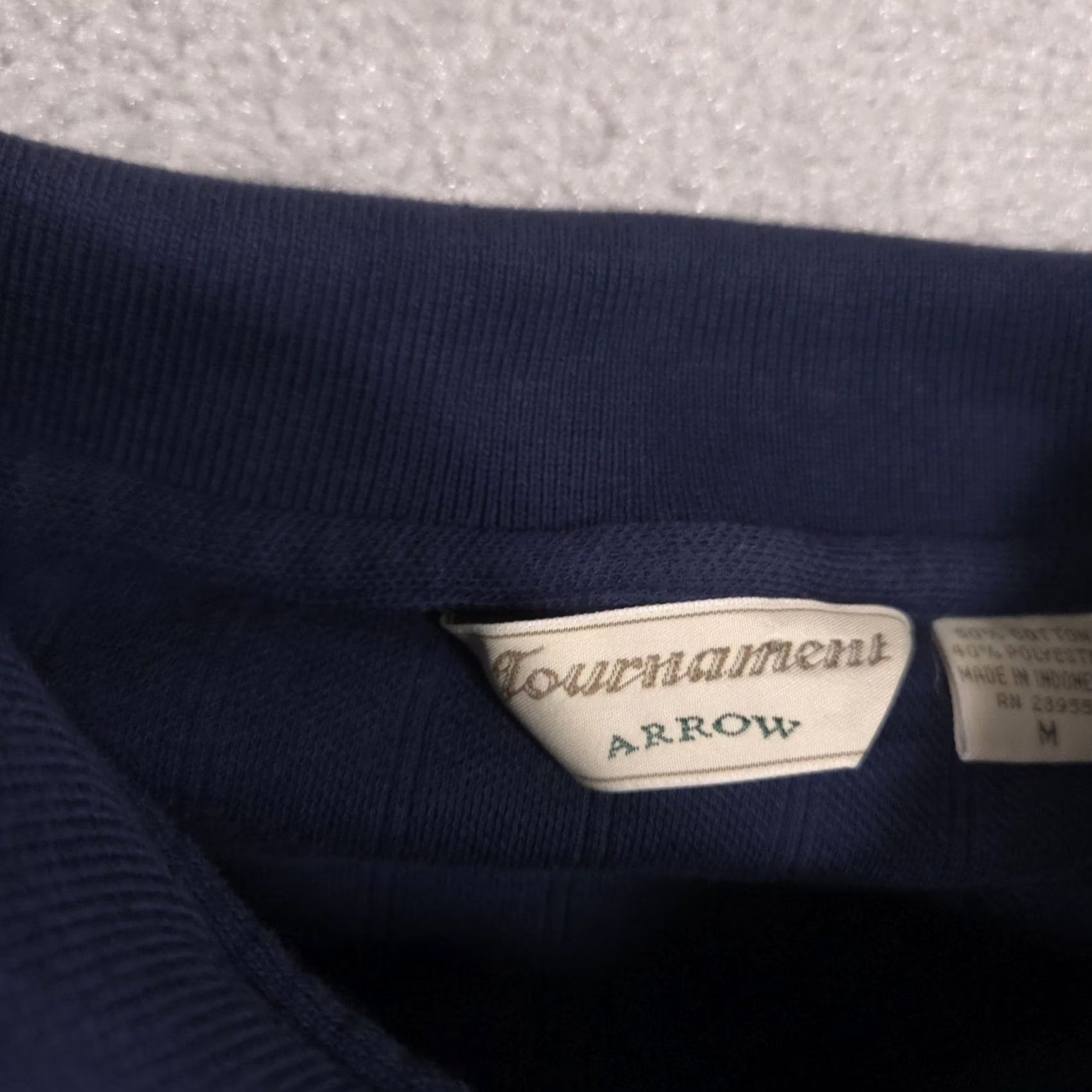 Arrow Arrow Tournament Polo Shirt Mens M Blue Textured Stripe Knit Pocket Casual Size US M / EU 48-50 / 2 - 5 Thumbnail