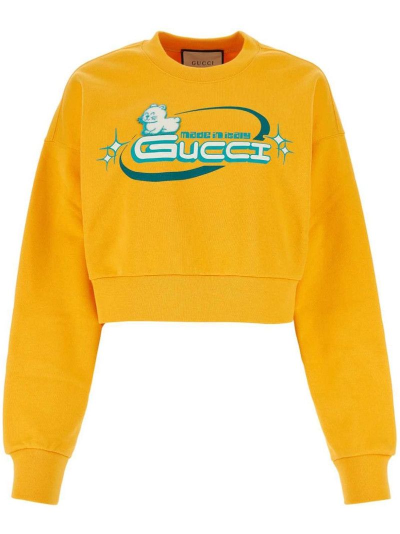 Gucci o1la5ras0526 Cotton Jersey Sweatshirt With Print in Yellow Size XS / US 0-2 / IT 36-38 - 1 Thumbnail