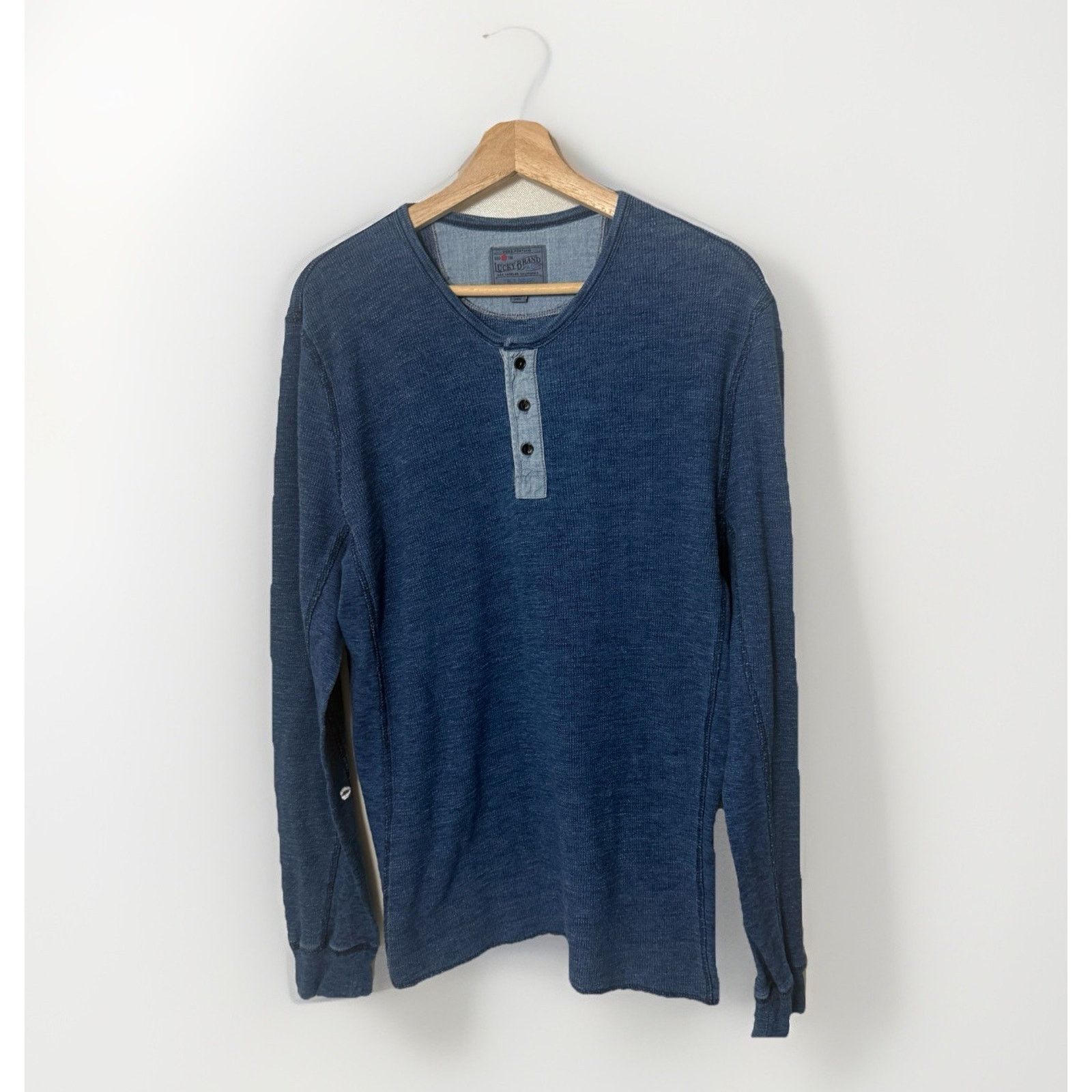 Lucky Brand Lucky Brand Lived In Henley Blue Pullover Thermal Shirt Size US L / EU 52-54 / 3 - 1 Thumbnail