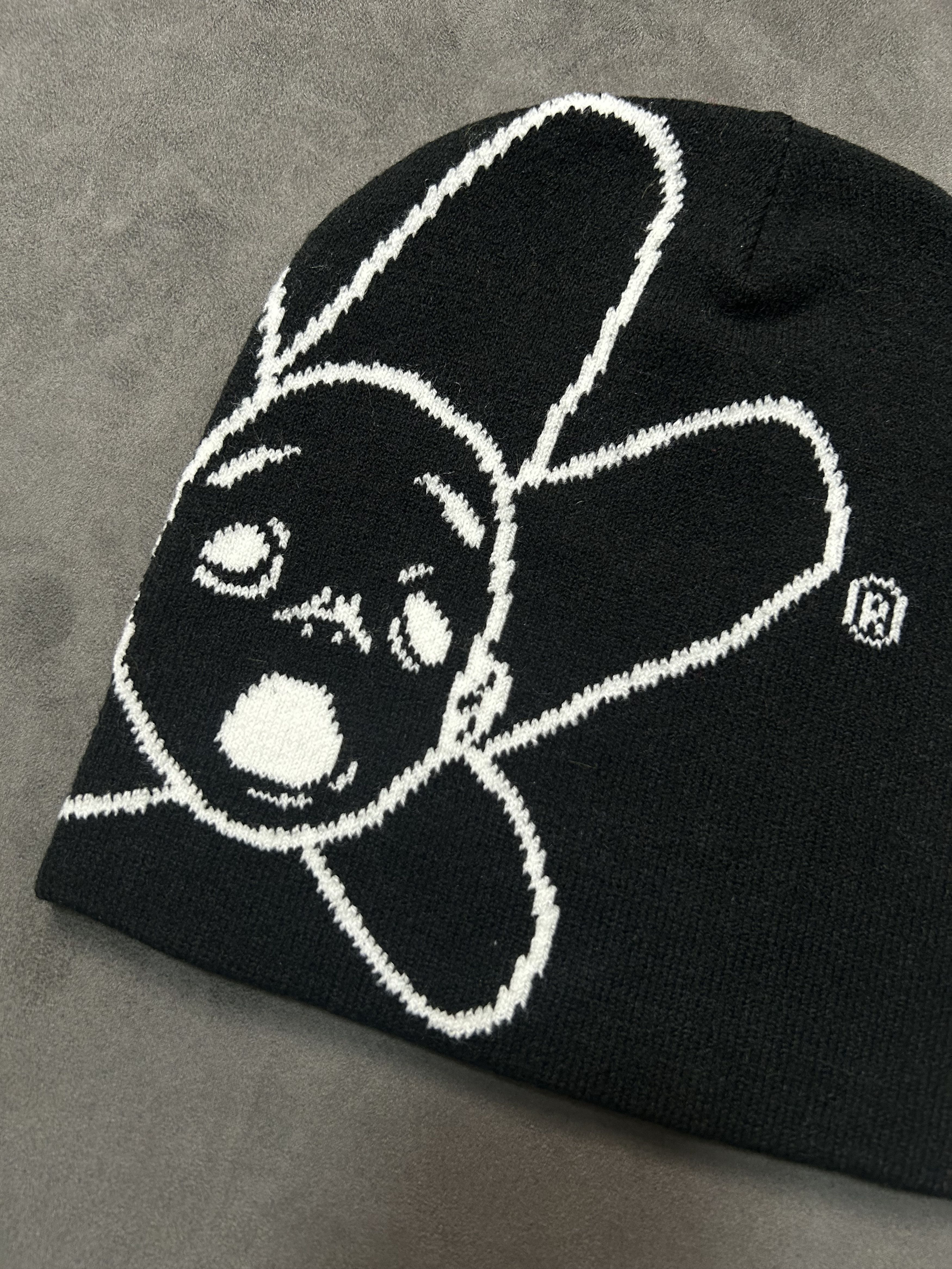 Japanese Brand Anime Flower Boy Graphic No Cuff Knit Beanie Black Hat OS Size ONE SIZE - 2 Thumbnail