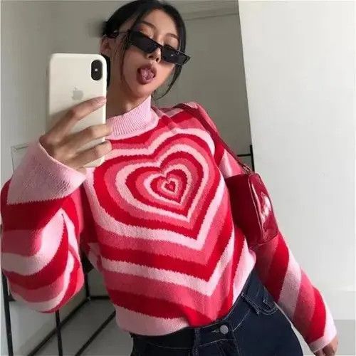 Japanese Brand Y2K Sweater Turtleneck Aesthetics Heart Printed Casual Size M / US 6-8 / IT 42-44 - 4 Thumbnail