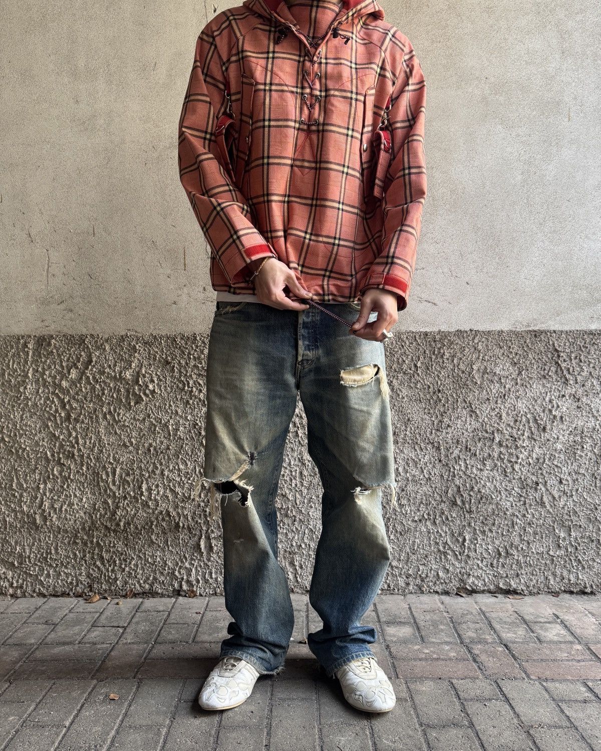 Junya Watanabe Junya Watanabe Man Pink Tartan Gore-Tex Bondage Smock Size US M / EU 48-50 / 2 - 2 Thumbnail