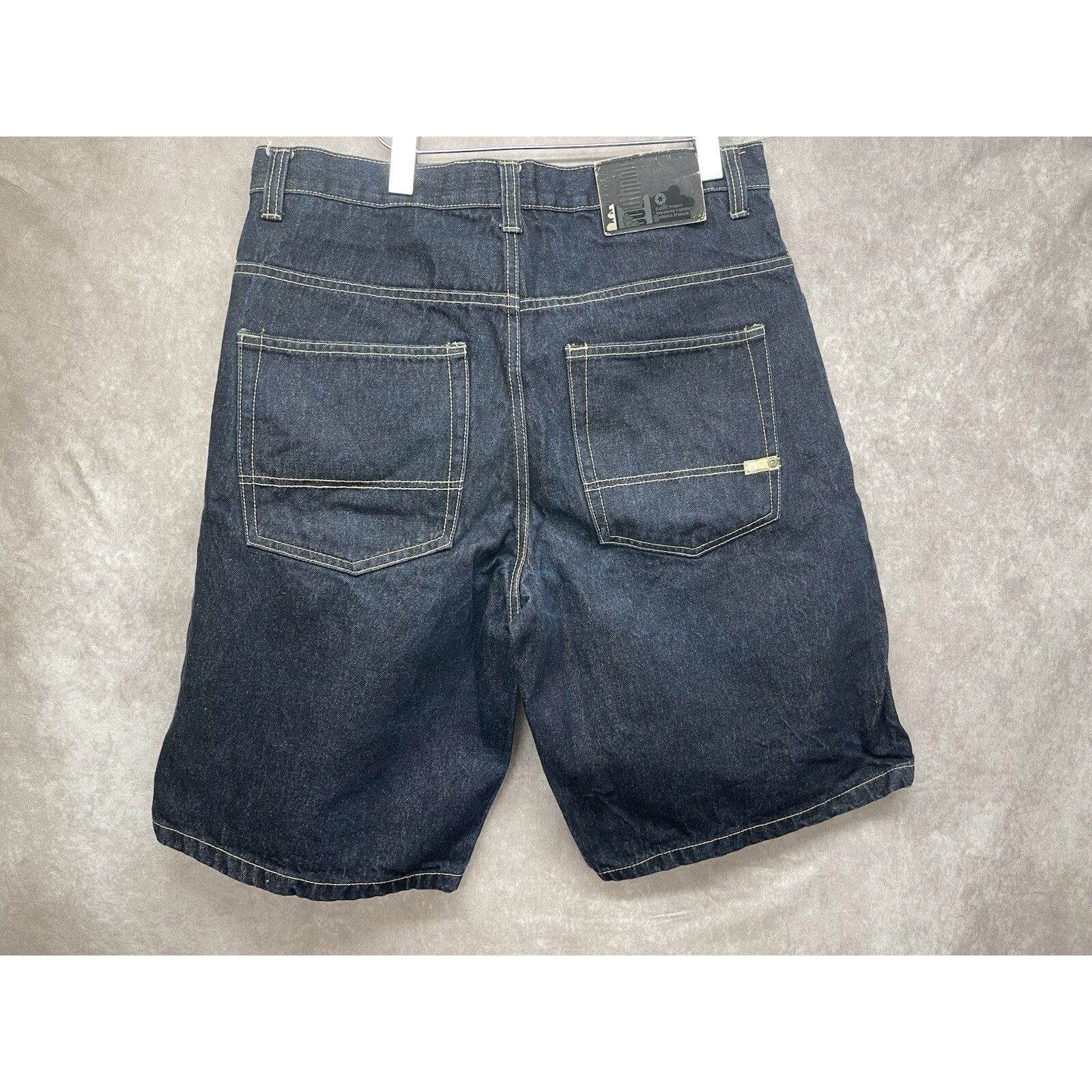 Southpole Southpole Mens Baggy Denim Jean Shorts Jorts Dark Blue Y2K S Size US 36 / EU 52 - 6 Thumbnail