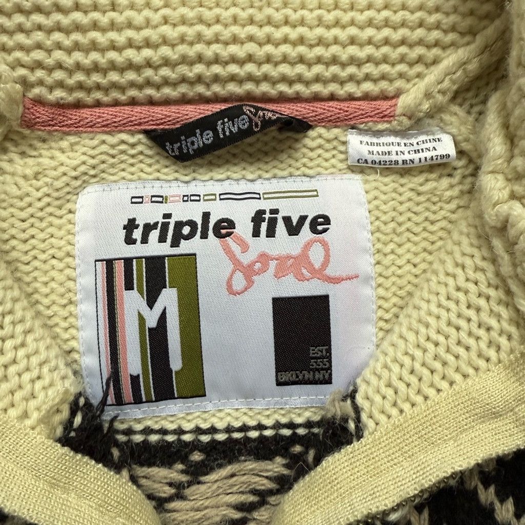 The Unbranded Brand Triple Five Soul Cream and Black Cowl Neck Zip Up Sweater Size M / US 6-8 / IT 42-44 - 10 Thumbnail