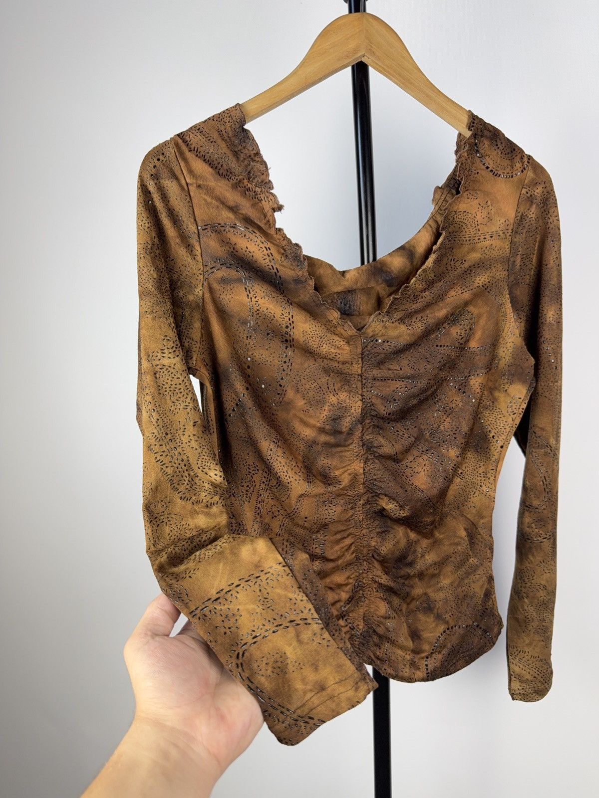 Vintage Sexy Darkness Avant Garde Punk Emo Mesh Top Blouse Opium Y2k Size L / US 10 / IT 46 - 4 Thumbnail