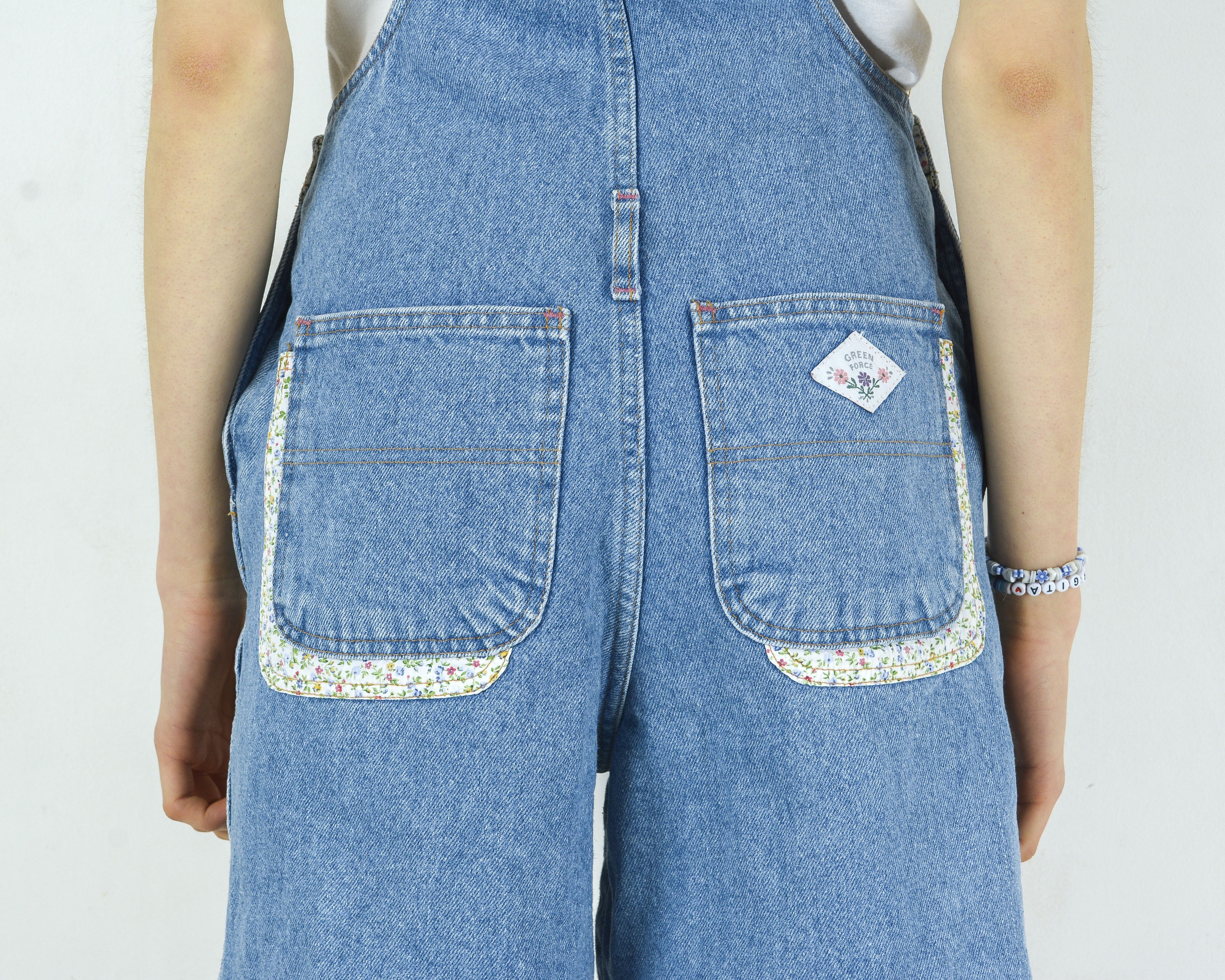 Other × Vintage Denim Shorts Overalls Jean Dungaree Jumpsuit Romper Playsuit Size 29" - 6 Thumbnail