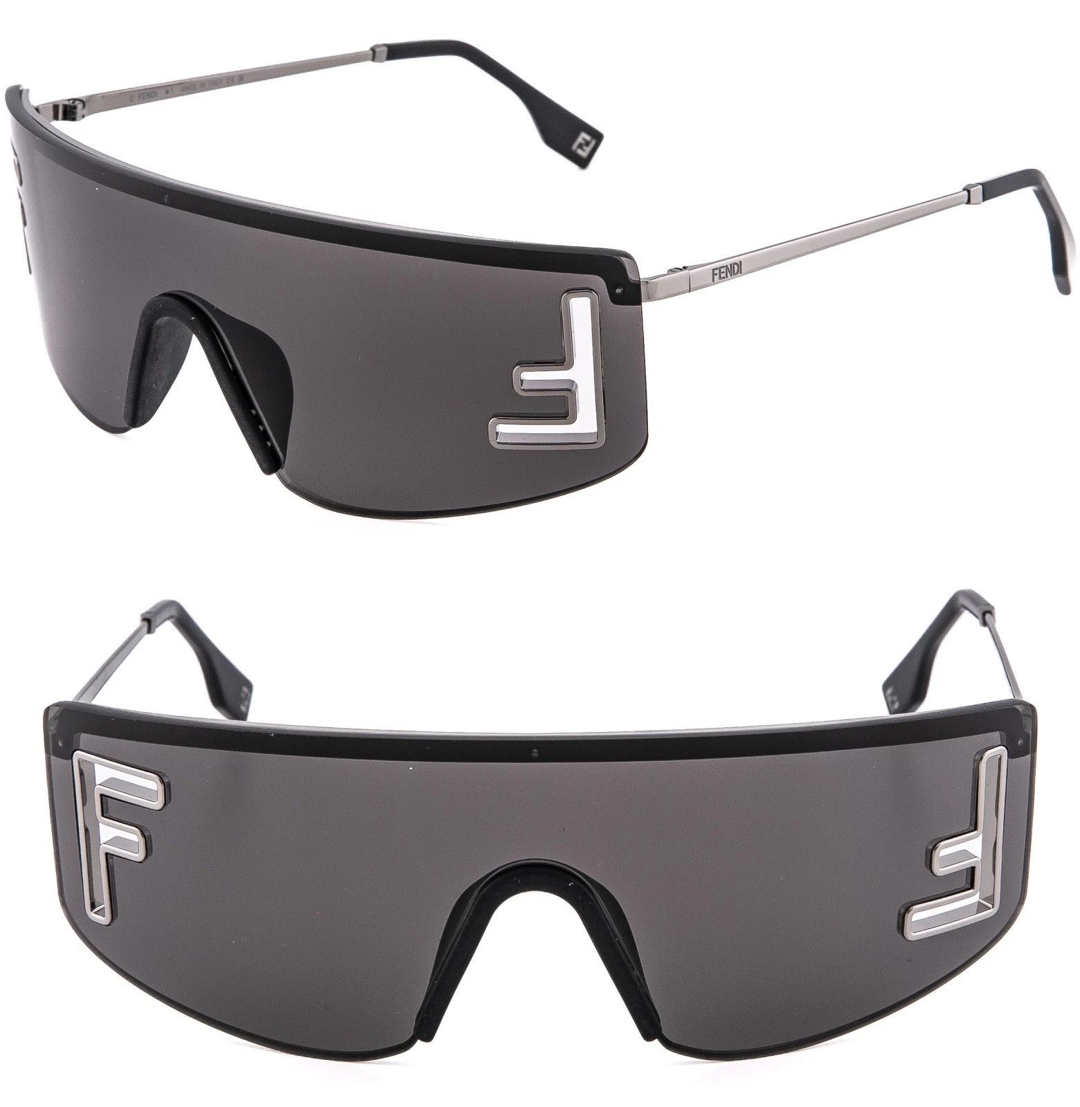 Fendi FENDI SPORT FE40168U Black Silver Logo Wrap Mask 40168 Size ONE SIZE - 1 Thumbnail