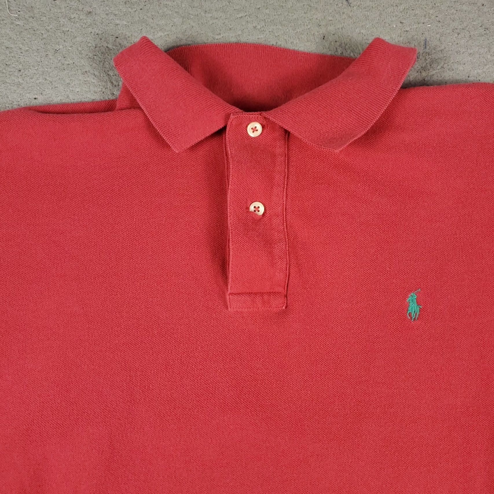Ralph Lauren VINTAGE Ralph Lauren Polo Shirt Mens XL Red Short Sleeve Casual Sport Polo - Cotton - Regular Fit - All Seasons - Mens Size US XL / EU 56 / 4 - 2 Thumbnail