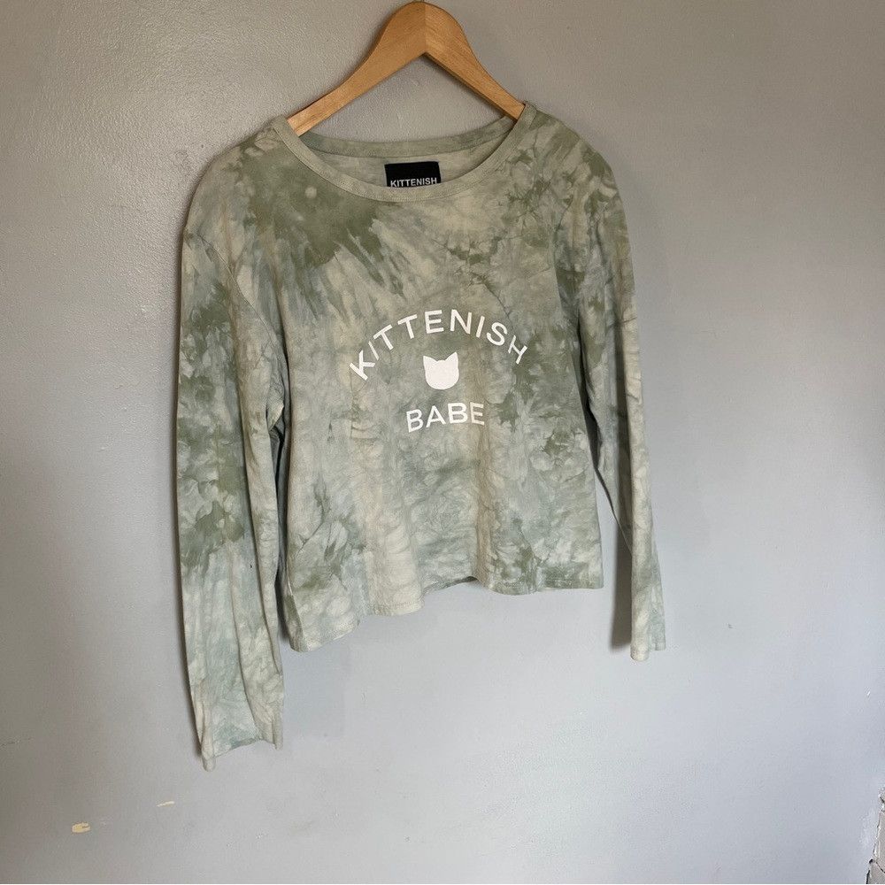 Designer Kittenish Babe Shirt Long Sleeve Tie Dye Green Top Medium Size M / US 6-8 / IT 42-44 - 2 Thumbnail