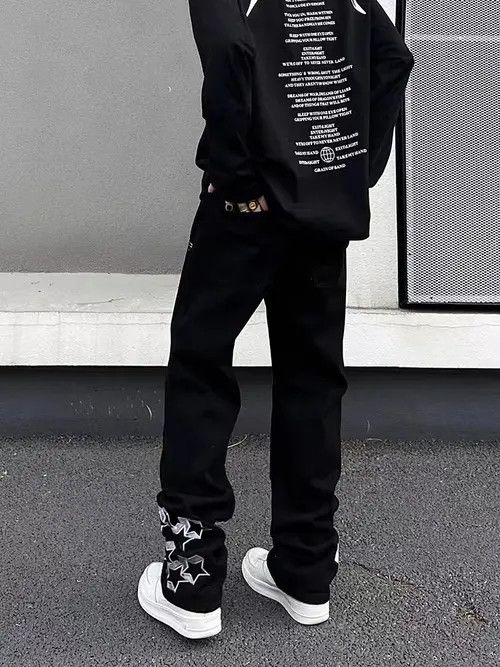 VIBE Vintage Star Embroidered Street Hip-Hop Jeans Size US 32 / EU 48 - 3 Thumbnail