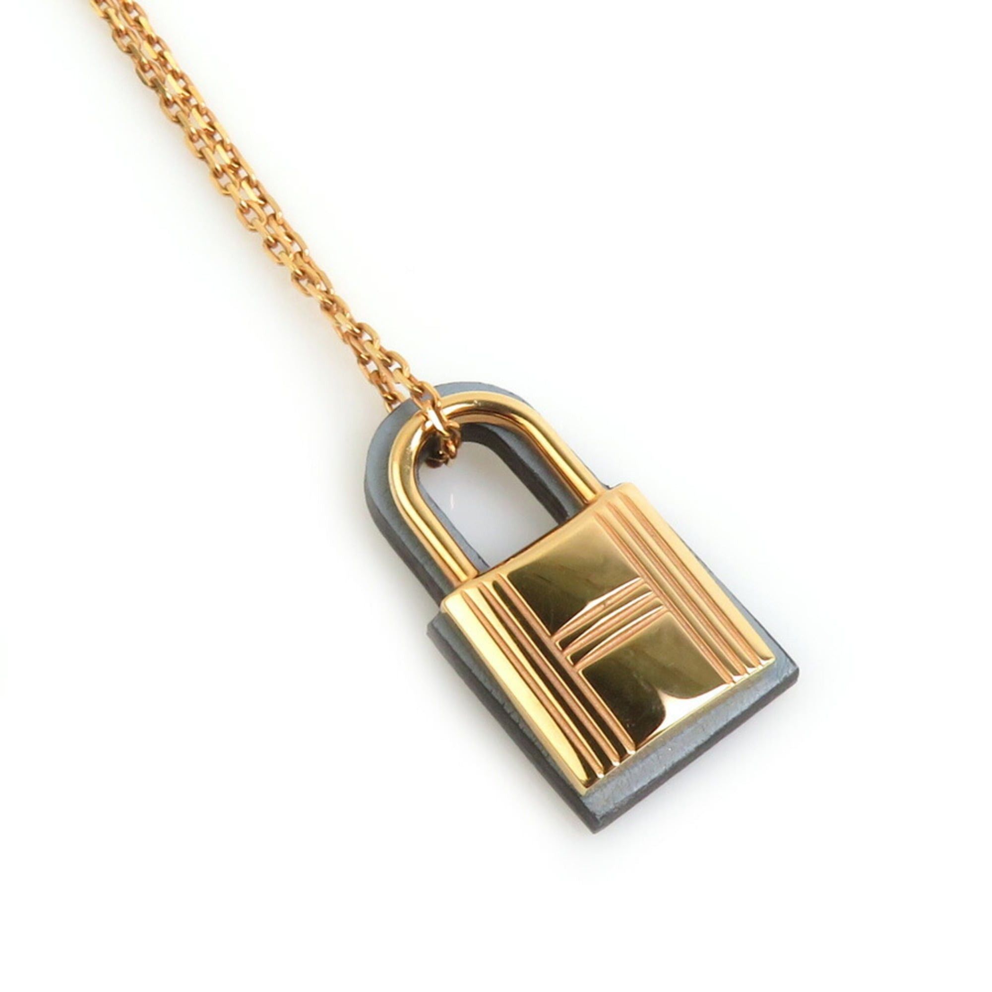 Hermes Hermes Hermès O'Kelly PM Necklace in Metal/Leather, Pink Gold/Gray, Women's, e61351a Size ONE SIZE - 1 Thumbnail