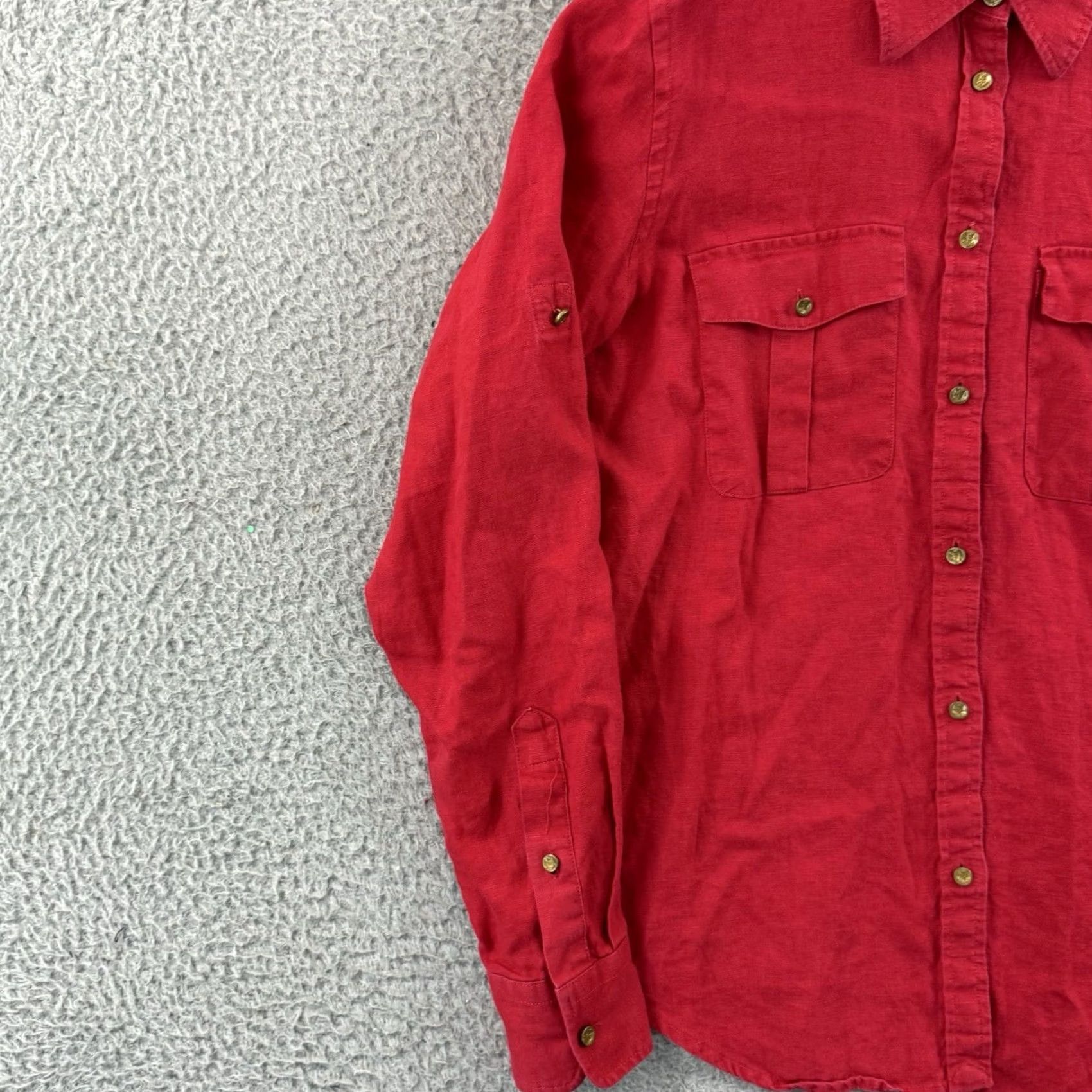 Ralph Lauren Lauren Ralph Lauren Shirt Women Small Red 100% Linen Button Long Sleeve Nautical Size S / US 4 / IT 40 - 4 Thumbnail
