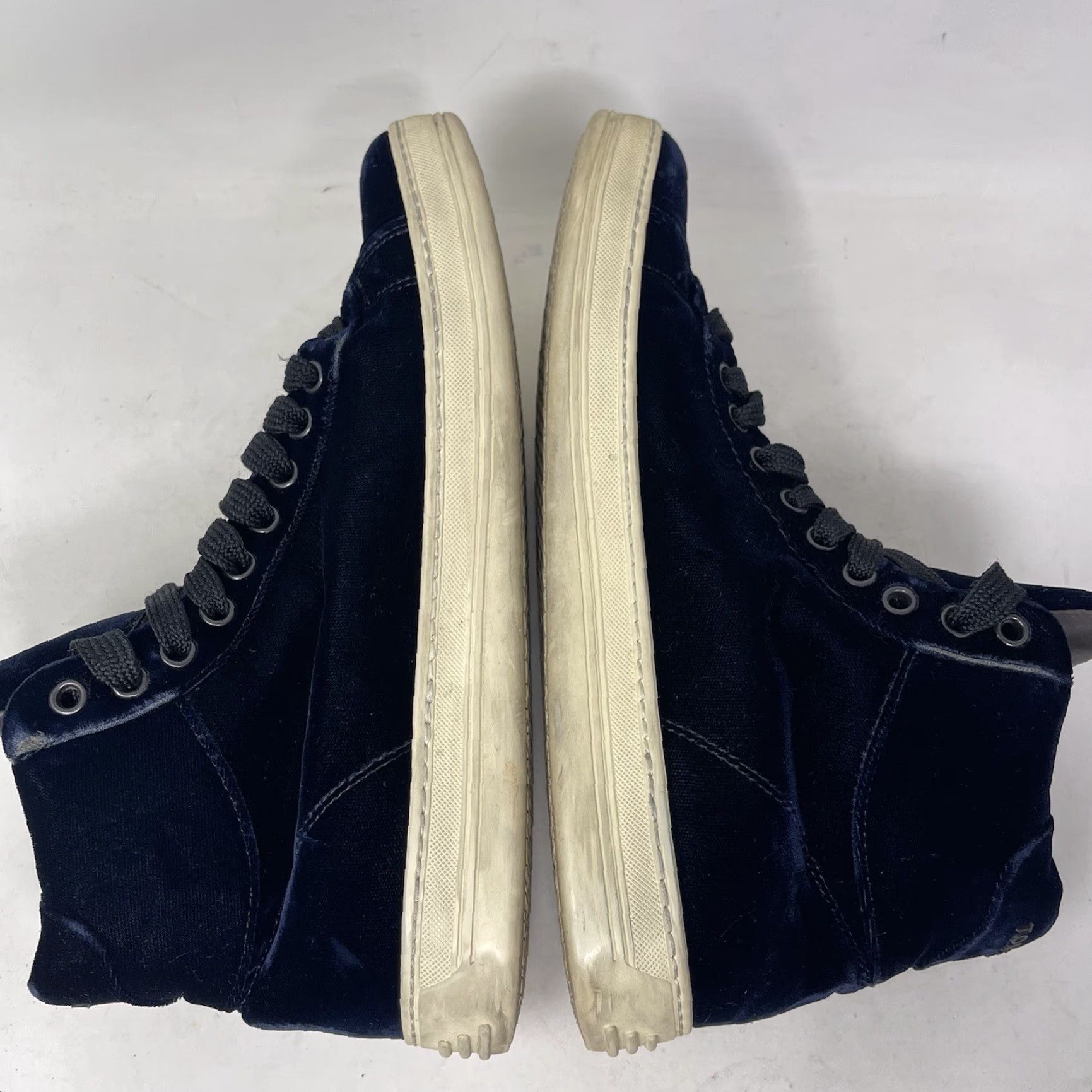 Tom Ford TOM FORD Sneakers Mens Size 6 38 Velvet High Top Blue Distressed Preppy 80s 90s Hipster Logo Casual Shoes Size US S / EU 44-46 / 1 - 5 Thumbnail
