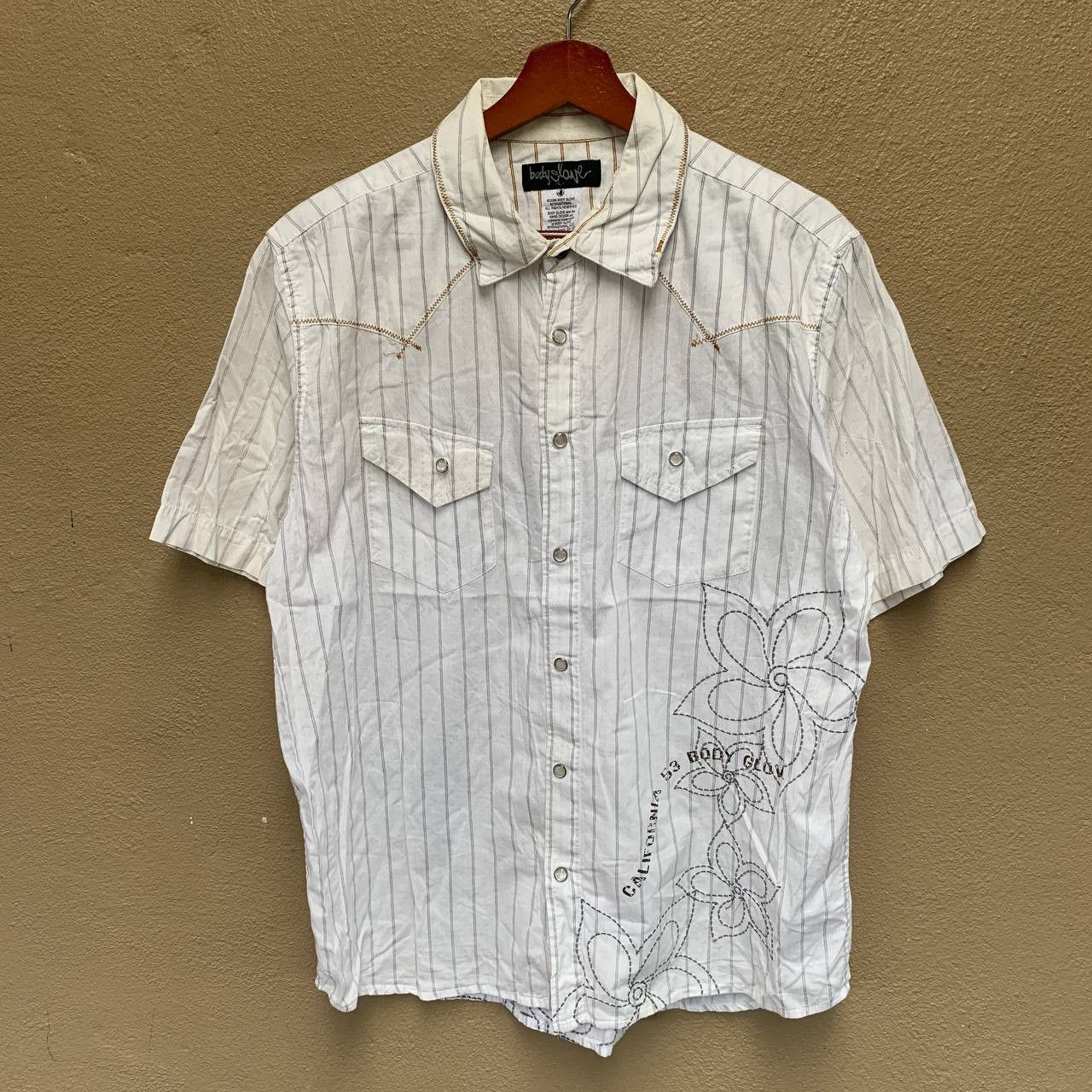 Body Glove Vintage Y2K BODYGLOVE Flowers Embroidery Short Sleeve Shirt Size US L / EU 52-54 / 3 - 1 Thumbnail
