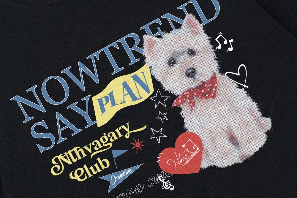 Japanese Brand Casual Loose-fitting Animal Puppy Print T-shirt Size US M / EU 48-50 / 2 - 3 Thumbnail