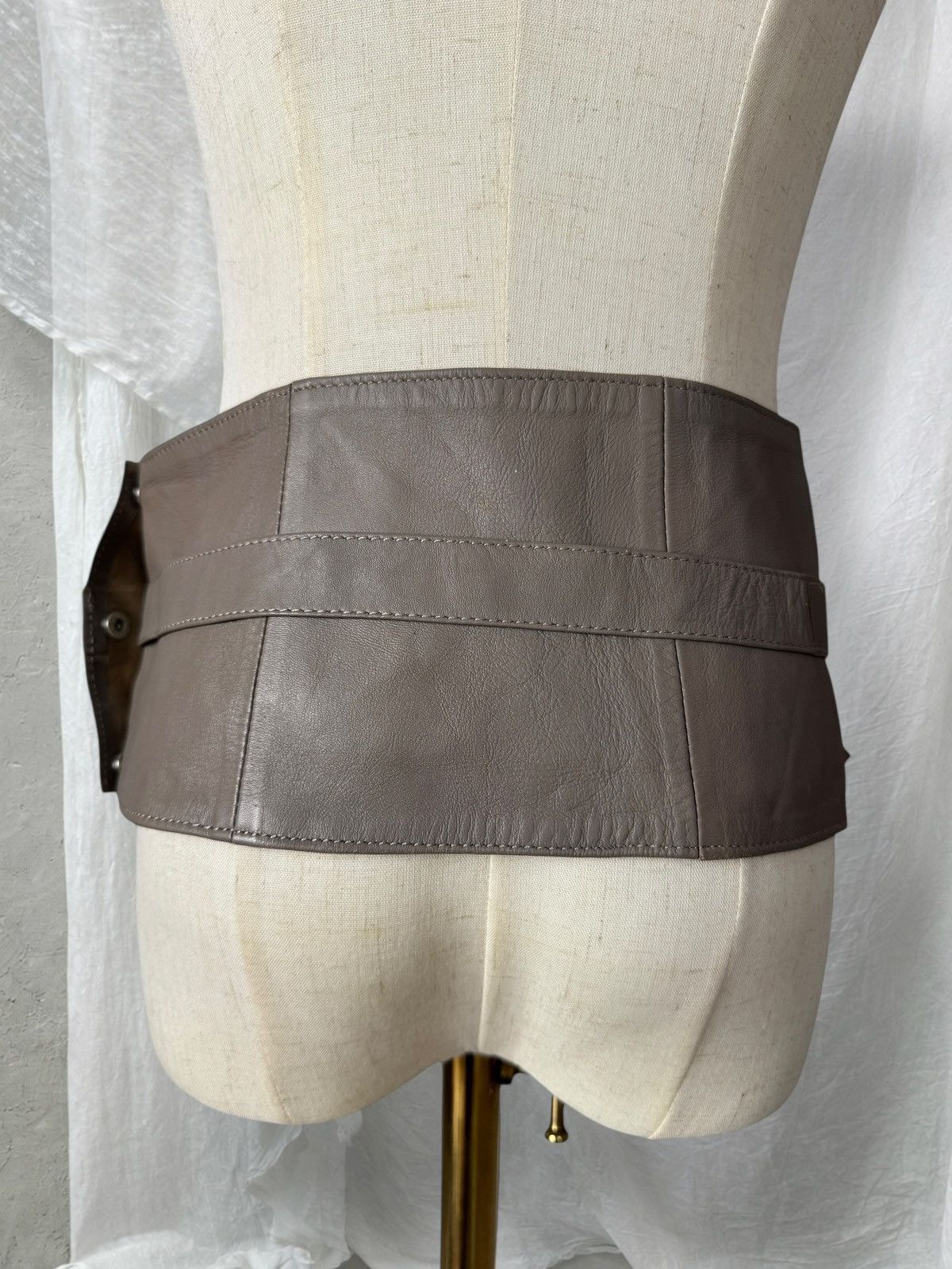 Morgan De Toi Morgan Vintage Archive Y2K Real Leather Wide Leather Belt Size ONE SIZE - 4 Thumbnail