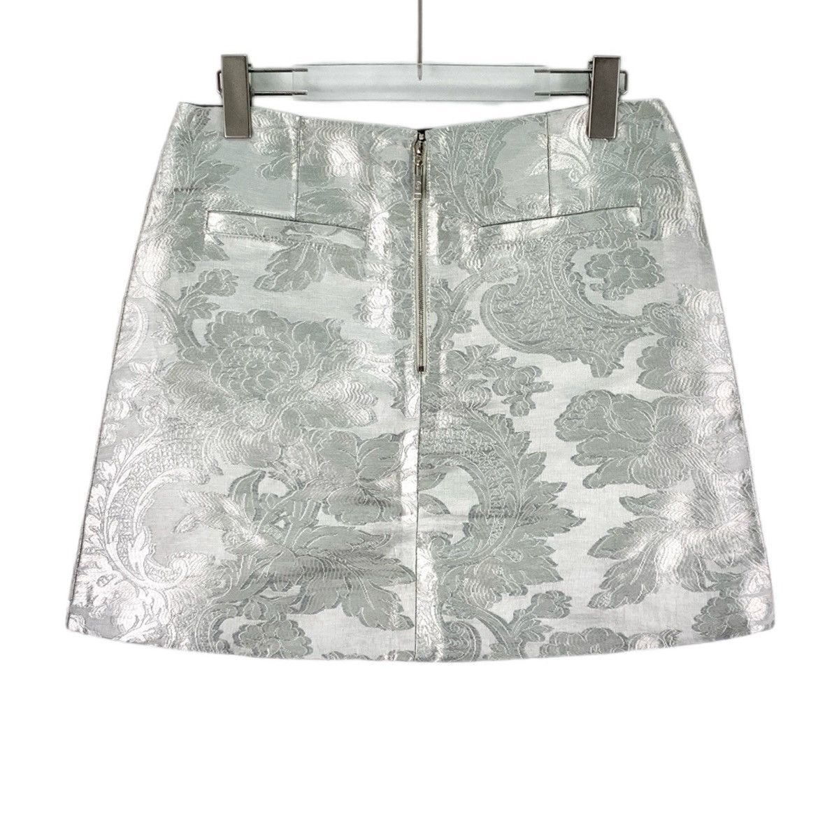 Louis Vuitton Louis Vuitton Silver Floral Embossed A-line Skirt K26WX Size 26" / US 2 / IT 38 - 2 Thumbnail