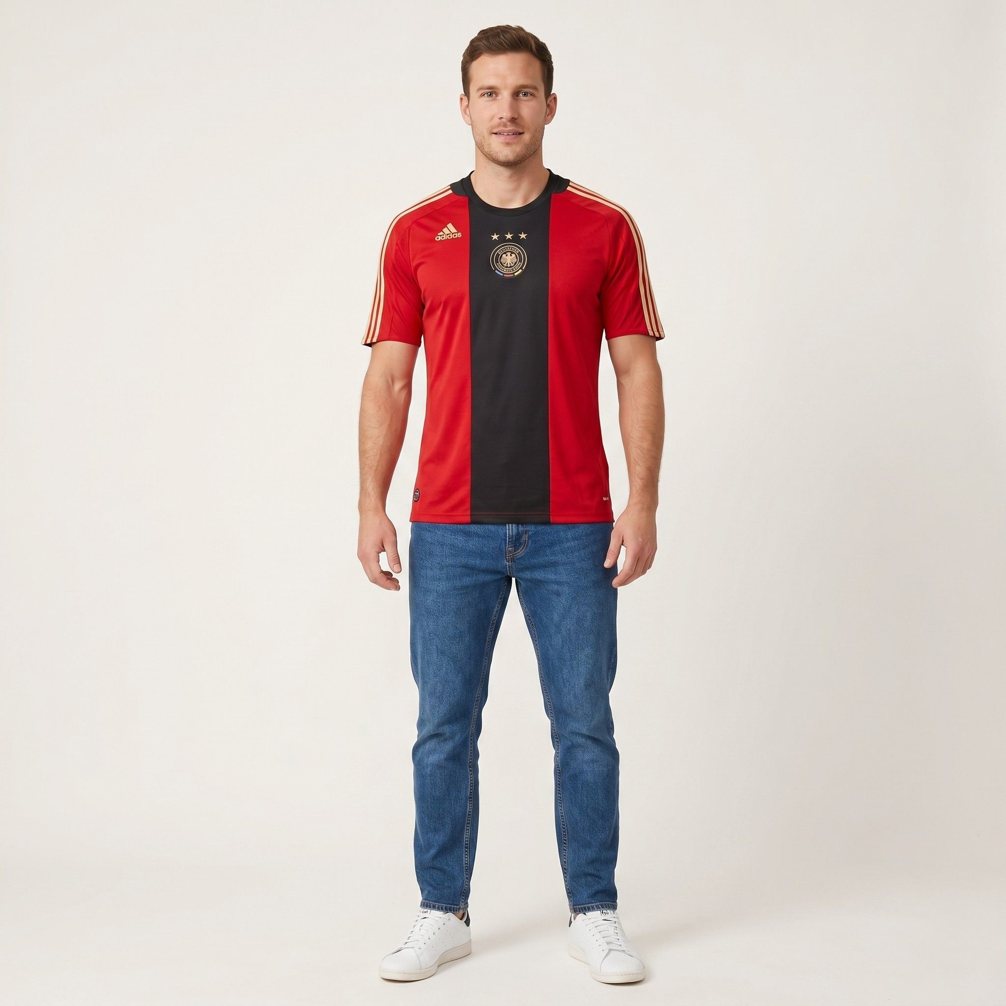 Adidas Adidas Men XL Shirt Red Deutscher Fussball Bund 4910 Size US XL / EU 56 / 4 - 1 Thumbnail