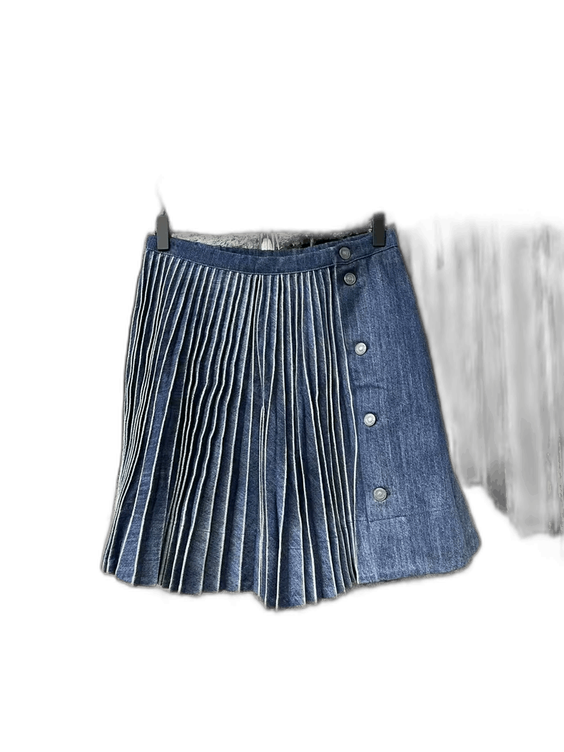 Dior Dior Pleated Denim Skirt with Buttons-2505 Size US 40 / EU 56 - 1 Thumbnail