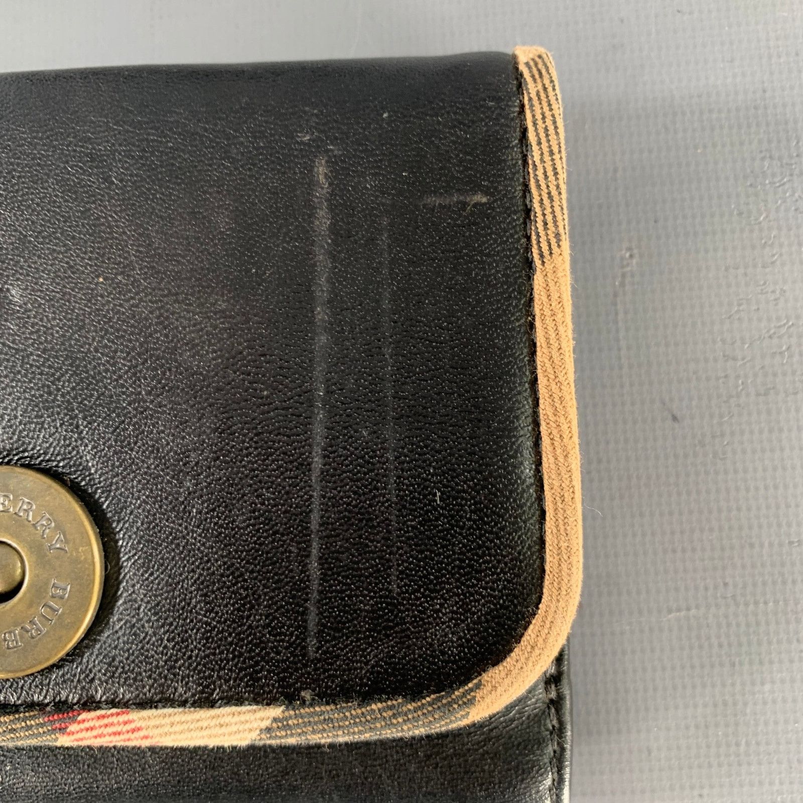 Burberry BURBERRY Black Faux Leather Check Trim Wallet Size ONE SIZE - 5 Thumbnail