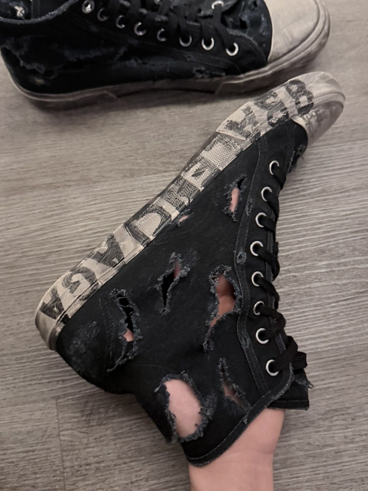 Balenciaga BALENCIAGA PARIS DESTROYED HIGH TOP SNEAKERS RARE Size US 12 / EU 45 - 3 Thumbnail