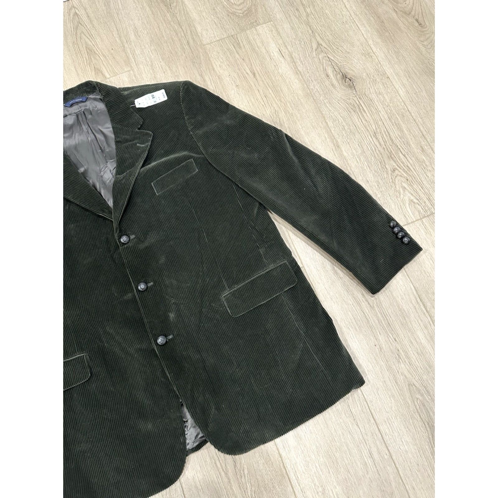 Brooks Brothers VINTAGE Brooks Brothers Sport Coat Jacket Corduroy Green 46L Mens Notch Lapel Two-Button Long Sleeve Regular Fit Dress Blazer Front Flat Front Solid Size 46R - 2 Thumbnail