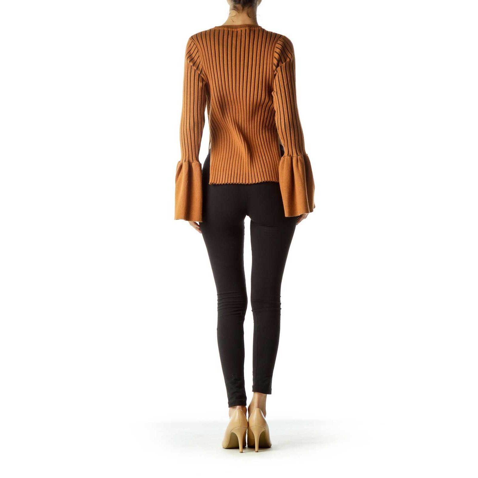 Other Few Moda Ribbed Bell Sleeve Sweater Blouse - Brown Size S / US 4 / IT 40 - 2 Thumbnail