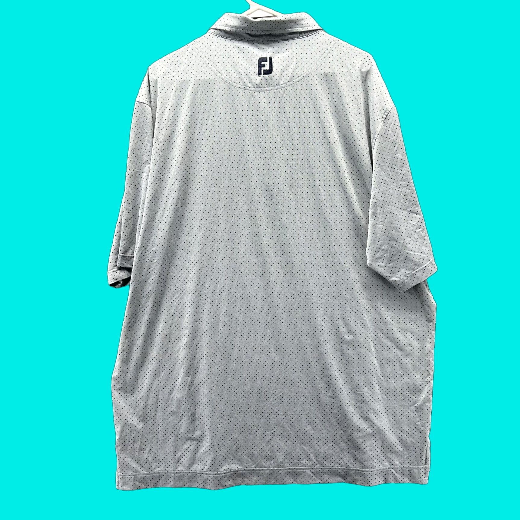 Footjoy FootJoy Polo Shirt Mens 2XL Gray Polka Dot Golf Performance Short Sleeve Long 2XL Mens Polo Shirt Gray Polka Dot Golf Performance Stretch Short Sleeve Size US XXL / EU 58 / 5 - 1 Thumbnail