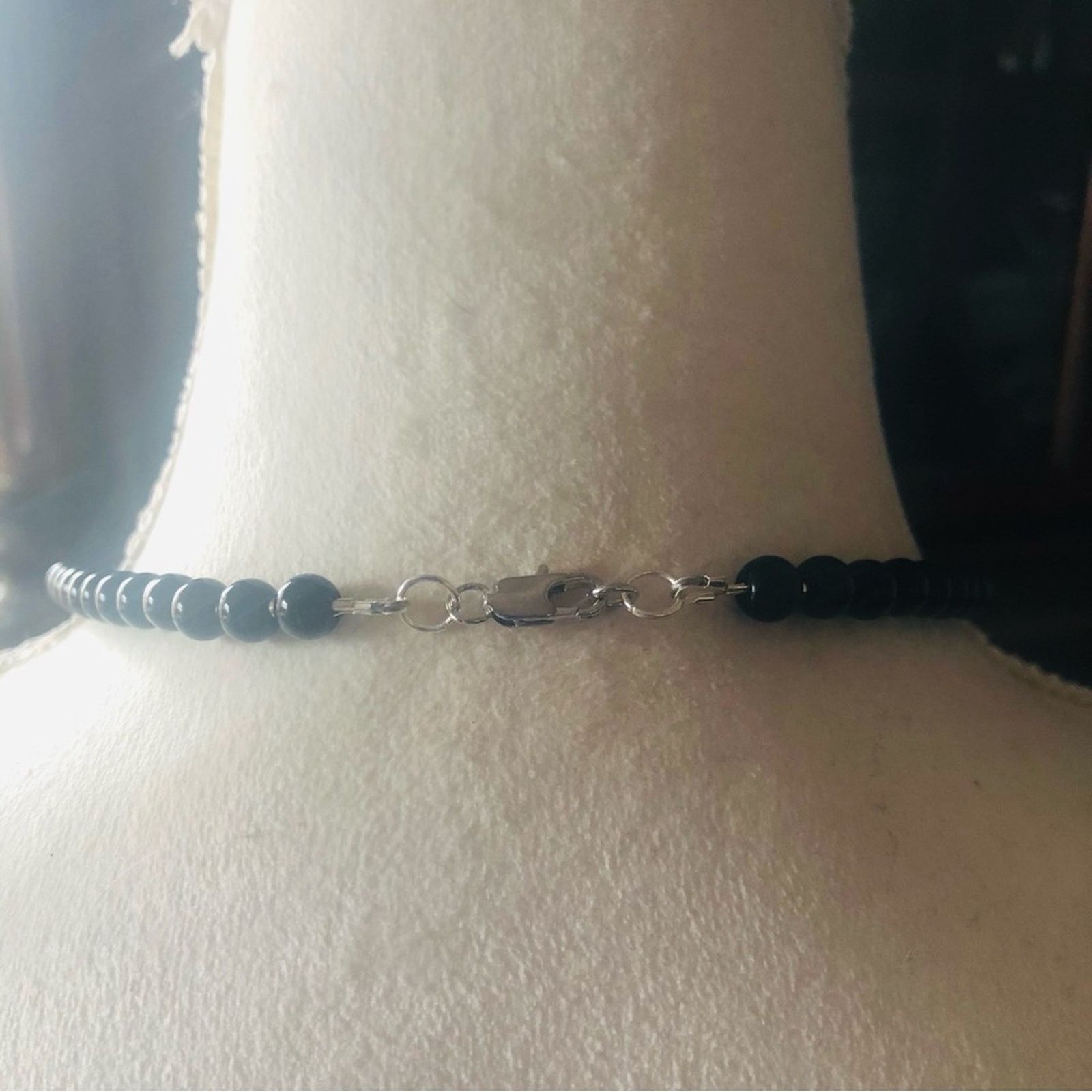 Handmade Handcrafted repurpose black Chalcedony stone Pearl necklace Size ONE SIZE - 7 Thumbnail