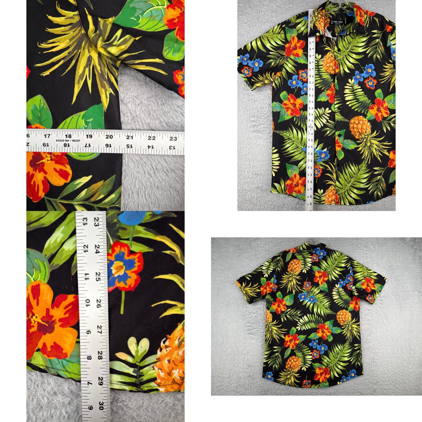 Vintage Rebel Minds Shirt Men Small Black Floral Hawaiian Button-Up 100% Polyester Size US S / EU 44-46 / 1 - 8 Thumbnail