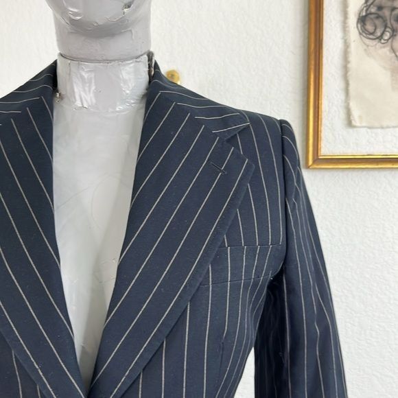 Dolce & Gabbana × Vintage Dolce and Gabbana Pinstriped Cotton Wide Lapel Tailored Blaz Size M / US 6-8 / IT 42-44 - 6 Thumbnail
