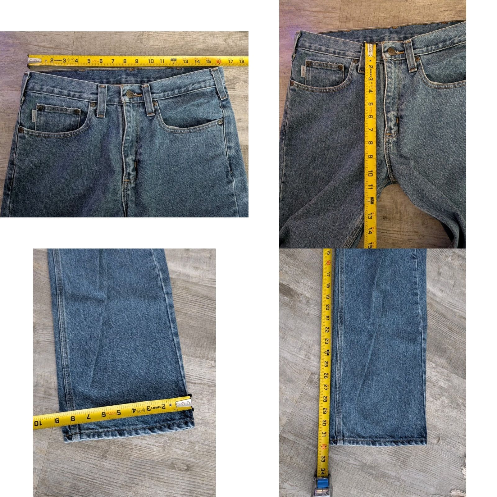 Carhartt VINTAGE Carhartt Jeans 32X32 Mens 5-Pocket Denim Straight Workwear Blue Logo Distressed Size US 32 / EU 48 - 8 Thumbnail