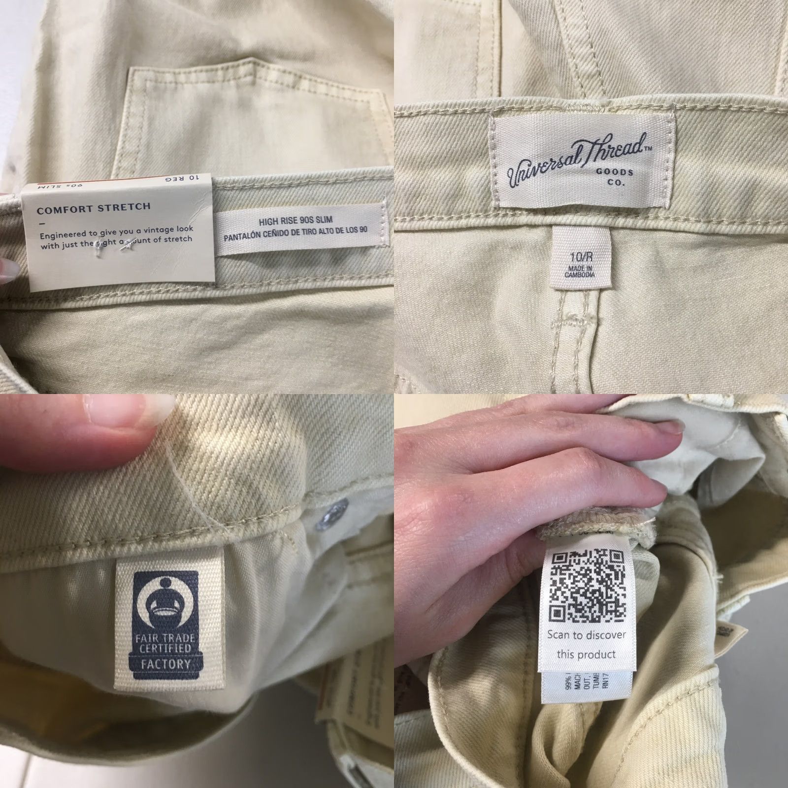 Vintage Universal Thread Pants Womens 10R Beige Cotton Blend Slim Ankle 90s Hi-Rise NEW Size 32" / US 10 / IT 46 - 10 Thumbnail