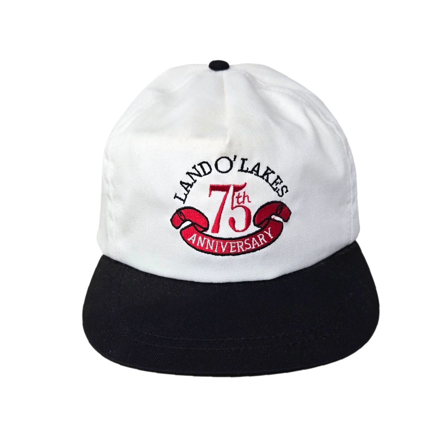 Vintage VINTAGE Land O’ Lakes 75th Anniversary Hat White 1996 Made in USA Embroidered Cap Adjustable Cotton Mens Womens Boys Girls Size ONE SIZE - 2 Thumbnail